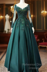 Emerald Green Long Sleeve Quinceanera Dresses Ball Gown Plus Size 15 Junior Semi Formal Prom Dress